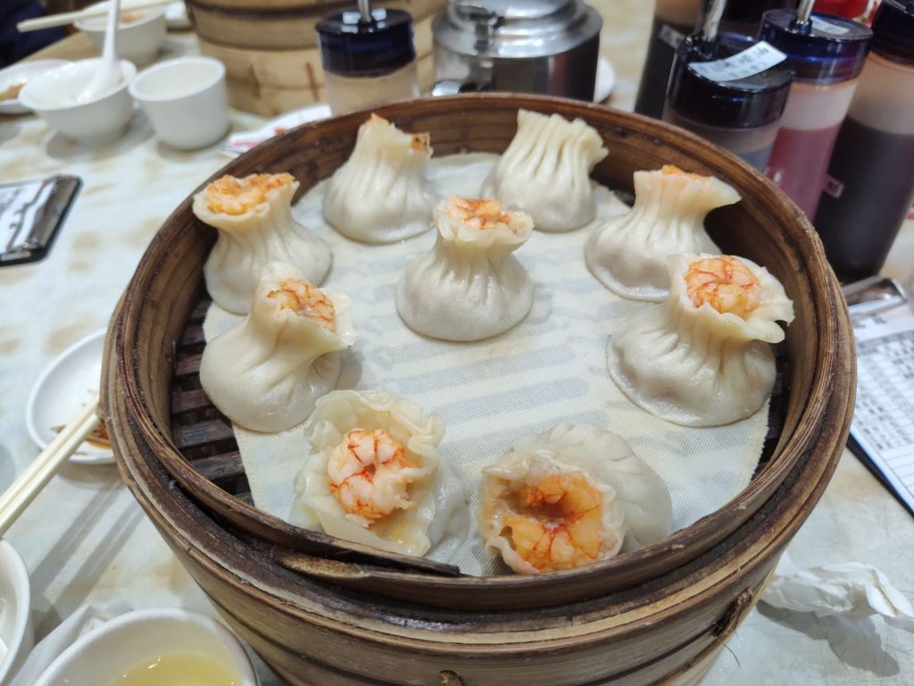 黃龍莊蝦仁小籠蒸餃蒸籠特寫